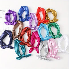 Women's Silk Square Scarf Random Satin Neck Hair Band Bag Warp Lightweight Soft
