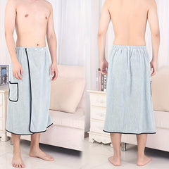 Men's Coral Fleece Bath Skirt Soft Absorbent Shower Wrap Towel