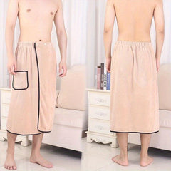 Men's Coral Fleece Bath Skirt Soft Absorbent Shower Wrap Towel