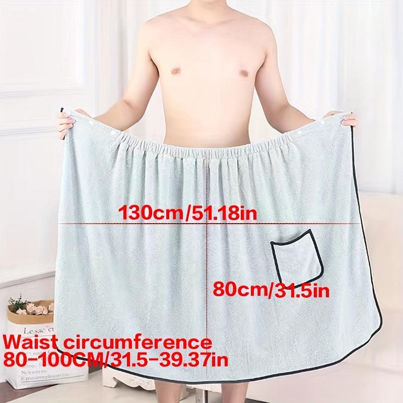 Men's Coral Fleece Bath Skirt Soft Absorbent Shower Wrap Towel