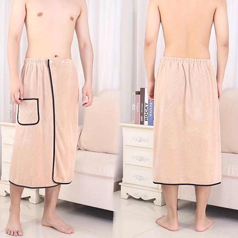 Men's Coral Fleece Bath Skirt Soft Absorbent Shower Wrap Towel
