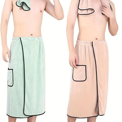 Men's Coral Fleece Bath Skirt Soft Absorbent Shower Wrap Towel