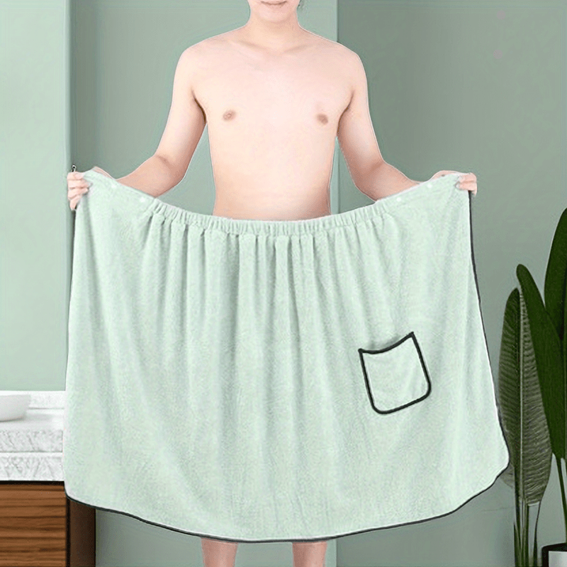 Men's Coral Fleece Bath Skirt Soft Absorbent Shower Wrap Towel