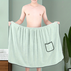 Men's Coral Fleece Bath Skirt Soft Absorbent Shower Wrap Towel