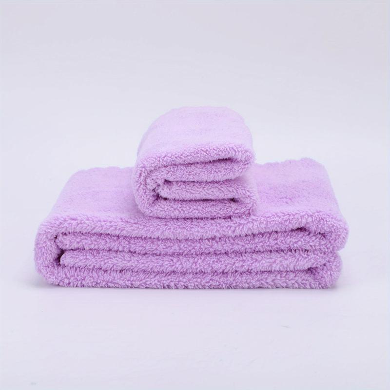 2pcs Coral Fleece Washcloth Handkerchiefs Soft Absorbent Towel for Bathroom