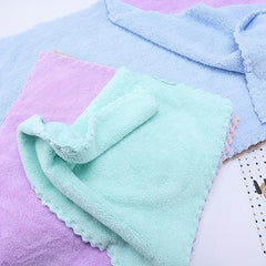 2pcs Coral Fleece Washcloth Handkerchiefs Soft Absorbent Towel for Bathroom