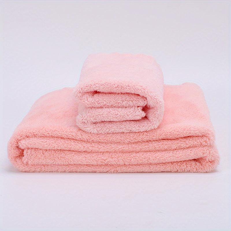 2pcs Coral Fleece Washcloth Handkerchiefs Soft Absorbent Towel for Bathroom