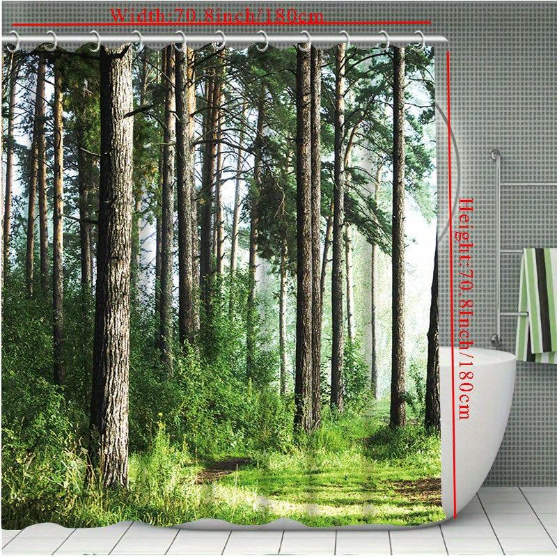 Forest Tree Scenic Bright Shower Curtain Bathroom Curtain