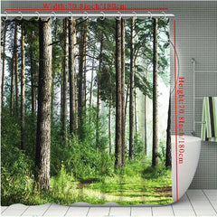 Forest Tree Scenic Bright Shower Curtain Bathroom Curtain