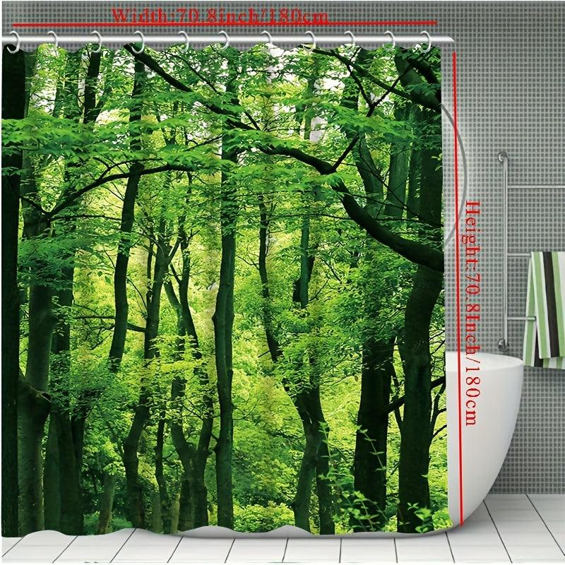 Forest Tree Scenic Bright Shower Curtain Bathroom Curtain