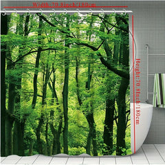 Forest Tree Scenic Bright Shower Curtain Bathroom Curtain