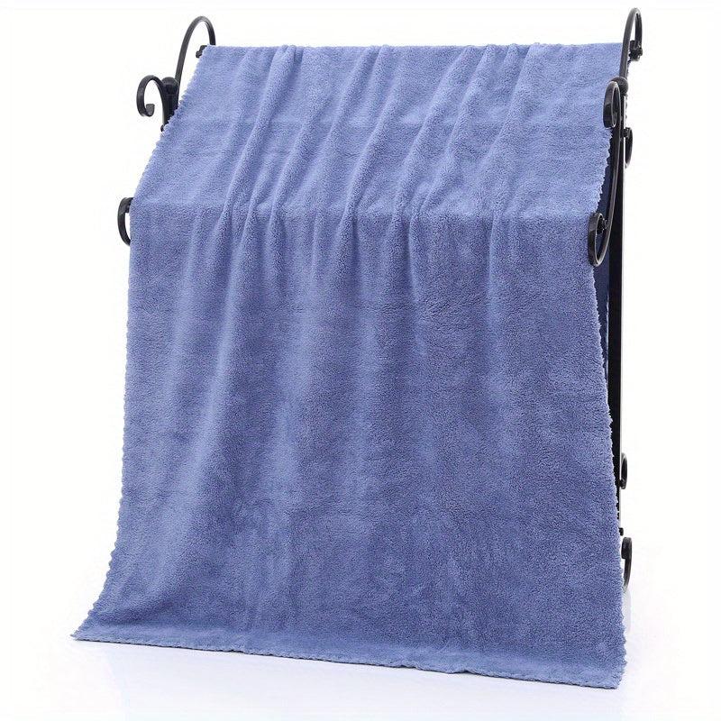 Soft Coral Fleece Bath Towel - Solid & Absorbent - Home Bathroom Supplies