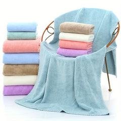 Soft Coral Fleece Bath Towel - Solid & Absorbent - Home Bathroom Supplies