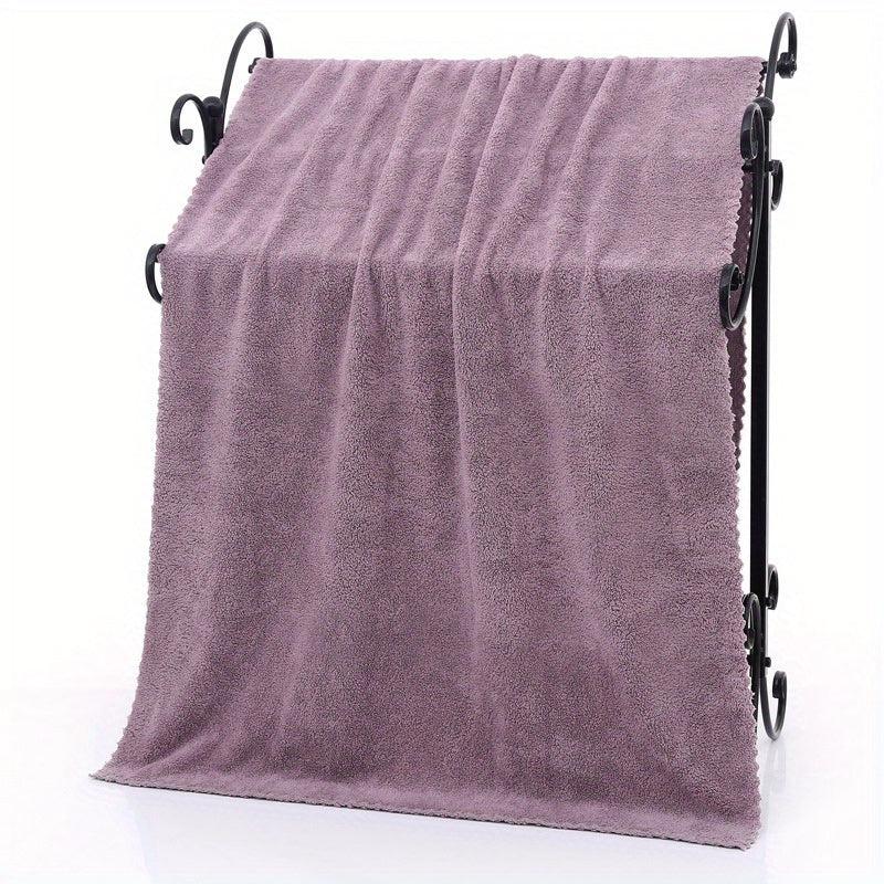 Soft Coral Fleece Bath Towel - Solid & Absorbent - Home Bathroom Supplies