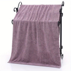 Soft Coral Fleece Bath Towel - Solid & Absorbent - Home Bathroom Supplies