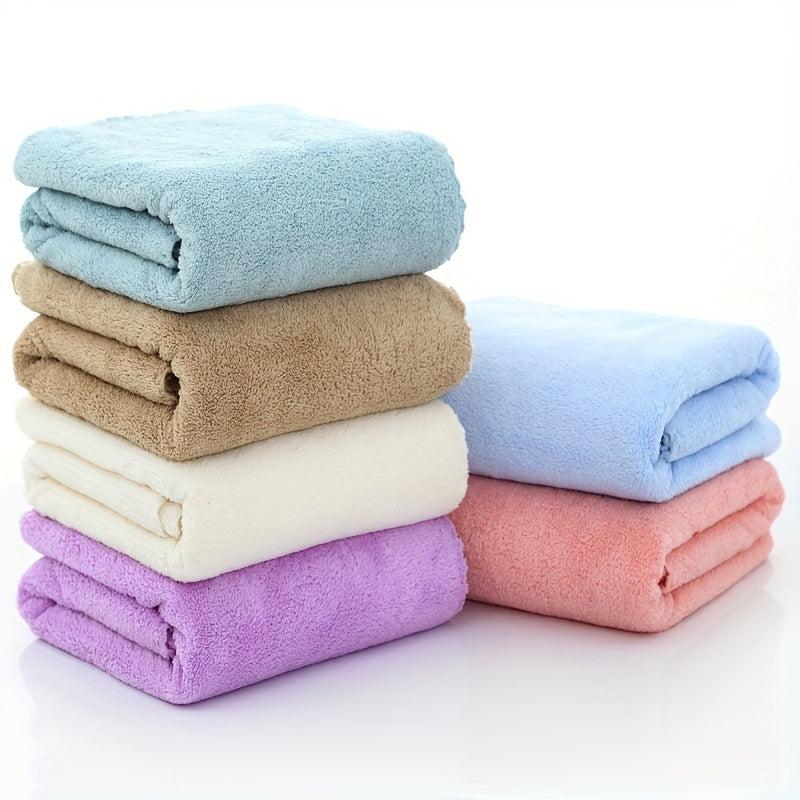 Soft Coral Fleece Bath Towel - Solid & Absorbent - Home Bathroom Supplies