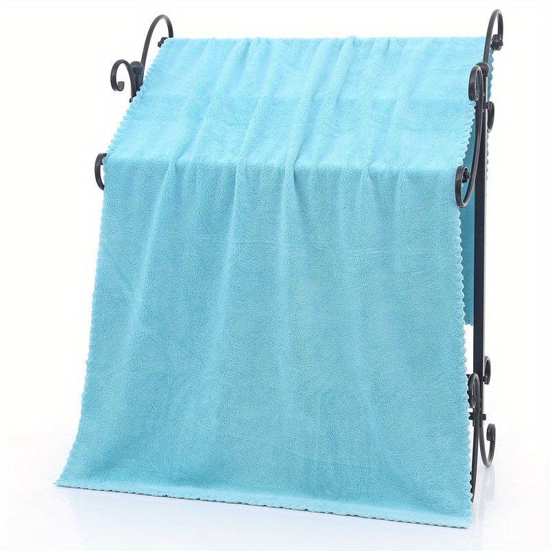 Soft Coral Fleece Bath Towel - Solid & Absorbent - Home Bathroom Supplies