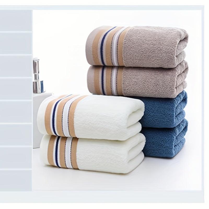1pc Striped Cotton Hand Towel Soft Absorbent Face Towel