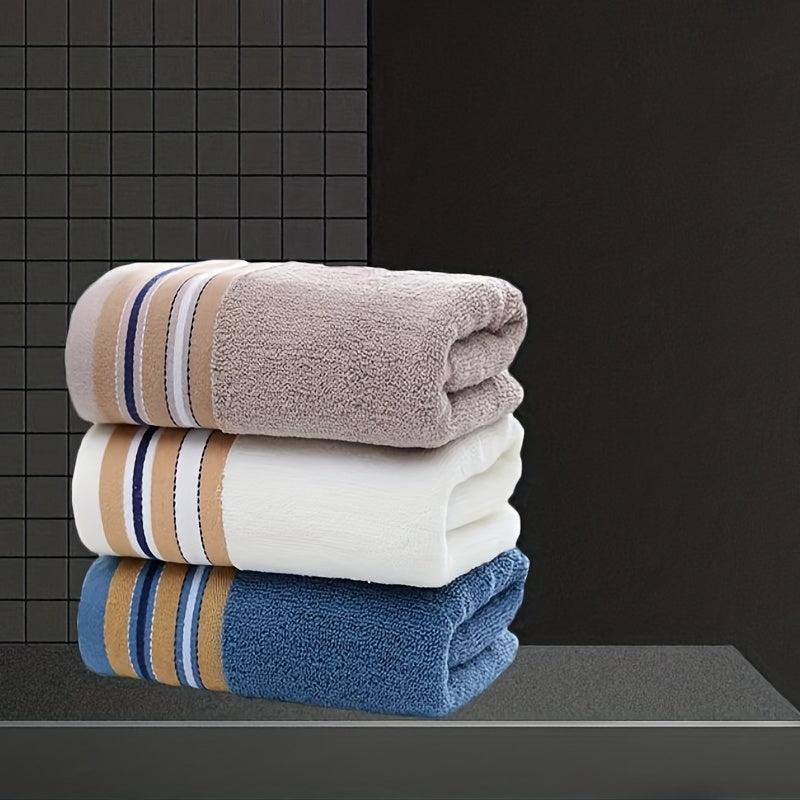1pc Striped Cotton Hand Towel Soft Absorbent Face Towel