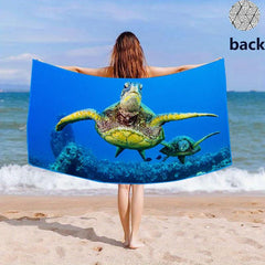 Turtle Printed Microfiber Beach Towel Quick Drying and Soft for Outdoor Travel