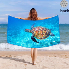 Turtle Printed Microfiber Beach Towel Quick Drying and Soft for Outdoor Travel