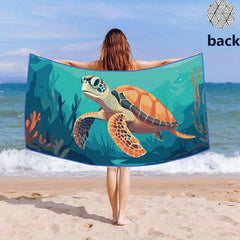 Turtle Printed Microfiber Beach Towel Quick Drying and Soft for Outdoor Travel