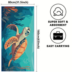 Turtle Printed Microfiber Beach Towel Quick Drying and Soft for Outdoor Travel