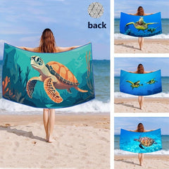 Turtle Printed Microfiber Beach Towel Quick Drying and Soft for Outdoor Travel