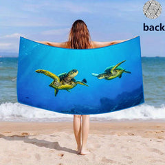 Turtle Printed Microfiber Beach Towel Quick Drying and Soft for Outdoor Travel