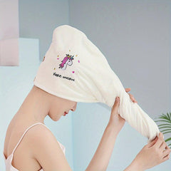 Embroidered Coral Fleece Hair Towel Cap