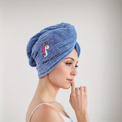 Embroidered Coral Fleece Hair Towel Cap
