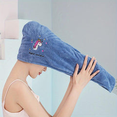 Embroidered Coral Fleece Hair Towel Cap