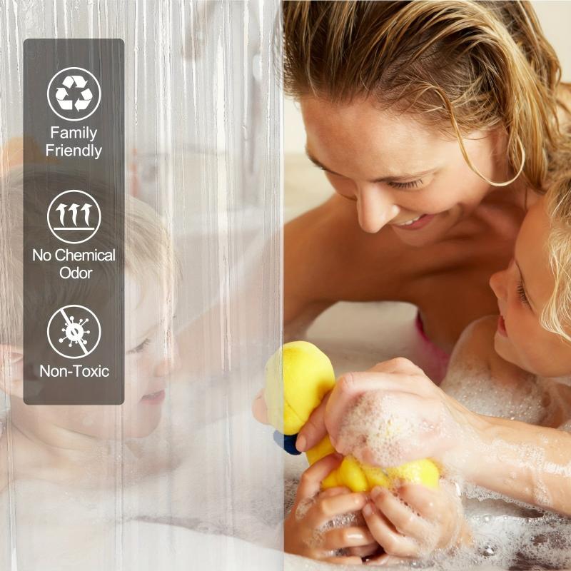 Clear Waterproof PEVA Shower Curtain Liner with Magnets