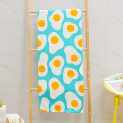 Cow & Egg Printed Beach Towel Quick Drying Bath Sheet 29.5x59In
