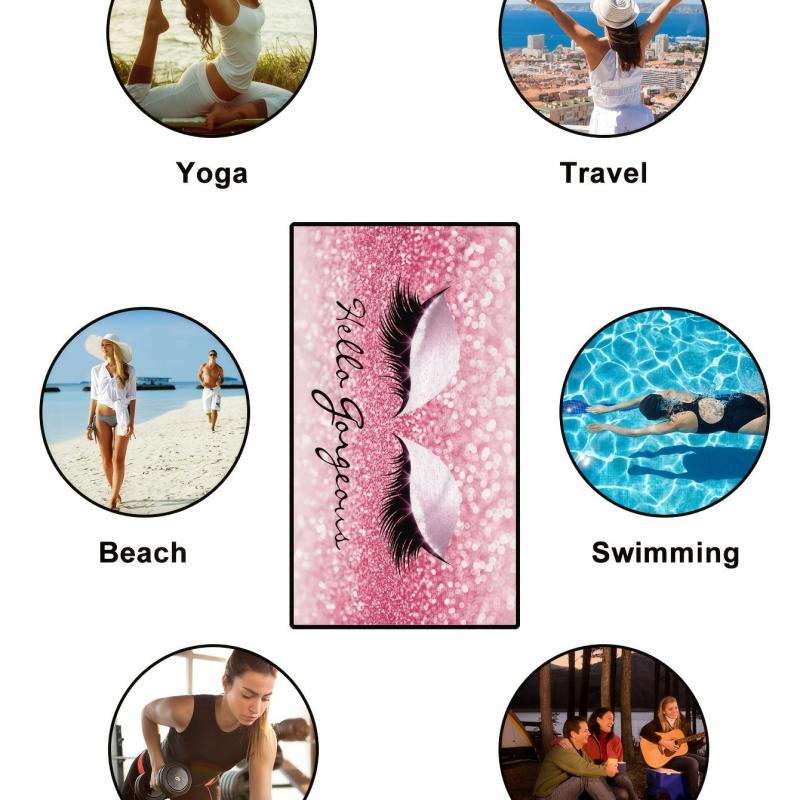Pink Eyelashes Beach Towel Fast Dry Sandproof Blanket
