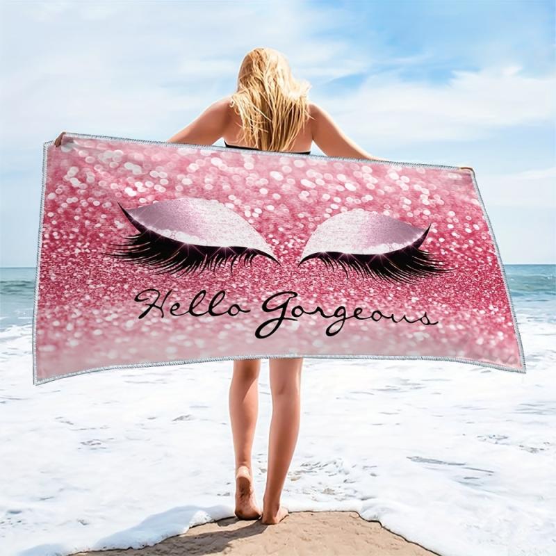 Pink Eyelashes Beach Towel Fast Dry Sandproof Blanket