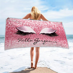 Pink Eyelashes Beach Towel Fast Dry Sandproof Blanket