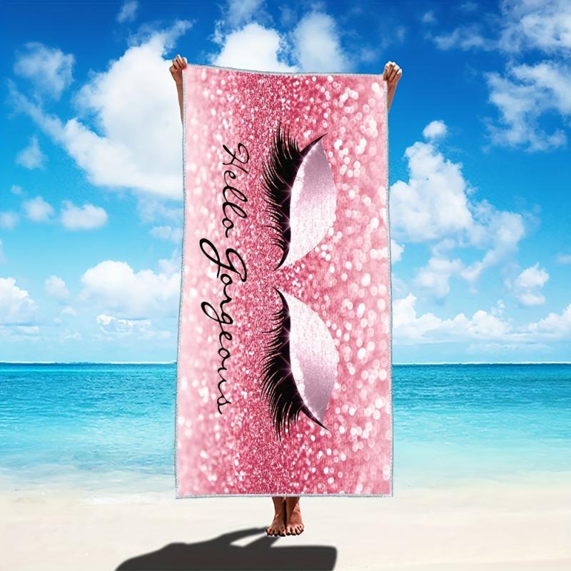 Pink Eyelashes Beach Towel Fast Dry Sandproof Blanket
