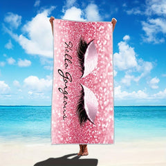 Pink Eyelashes Beach Towel Fast Dry Sandproof Blanket