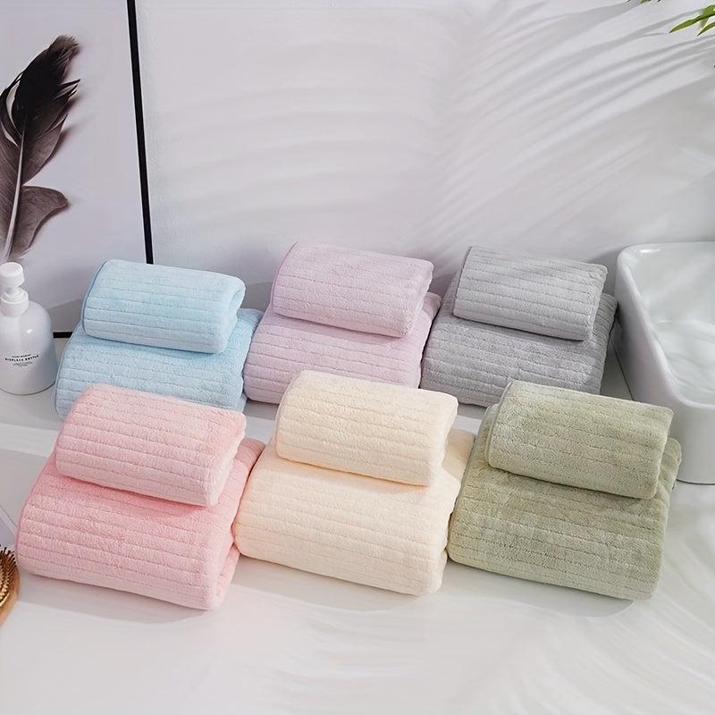 2pcs Microfiber Towel Set Quick Dry Soft Hand Towel Bath Towel Absorbent Towels