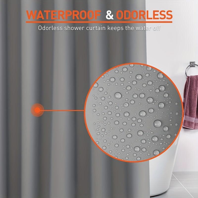 Gray PEVA Vinyl Shower Curtain Lining with Hooks