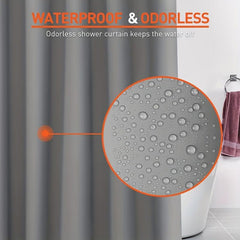 Gray PEVA Vinyl Shower Curtain Lining with Hooks