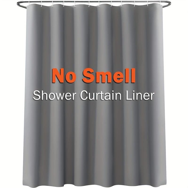 Gray PEVA Vinyl Shower Curtain Lining with Hooks