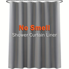 Gray PEVA Vinyl Shower Curtain Lining with Hooks