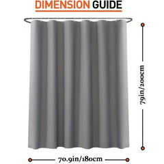 Gray PEVA Vinyl Shower Curtain Lining with Hooks