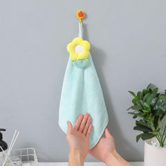 Coral Fleece Fingertip Towel Flower Pattern Absorbent Soft Towel