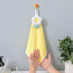 Coral Fleece Fingertip Towel Flower Pattern Absorbent Soft Towel