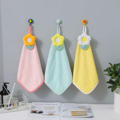 Coral Fleece Fingertip Towel Flower Pattern Absorbent Soft Towel