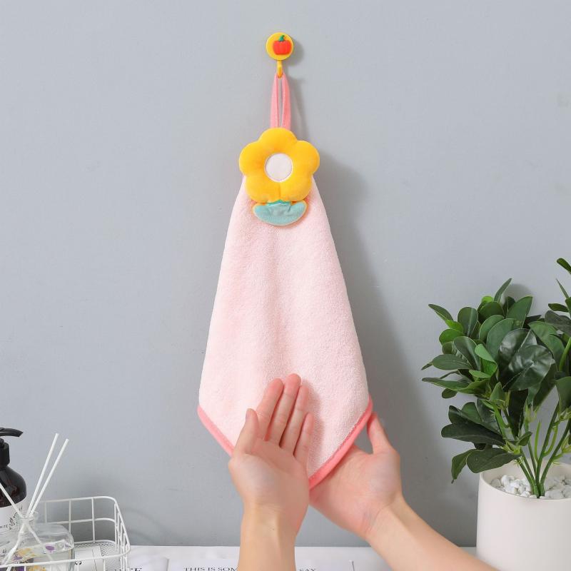 Coral Fleece Fingertip Towel Flower Pattern Absorbent Soft Towel