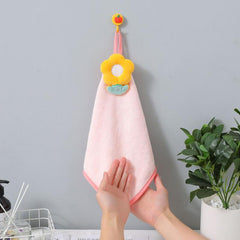 Coral Fleece Fingertip Towel Flower Pattern Absorbent Soft Towel
